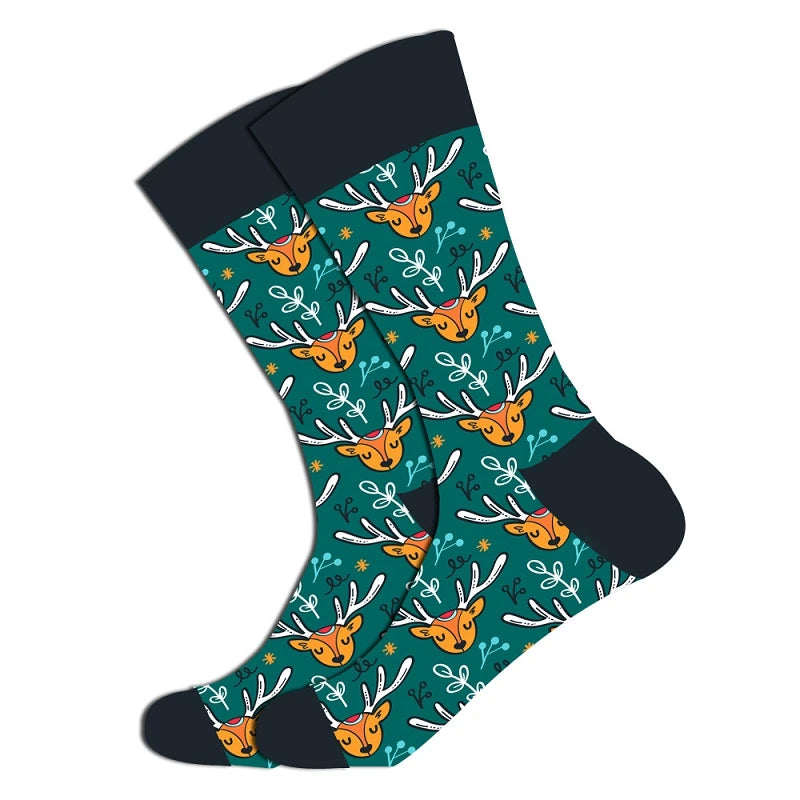 Christmas socks for men cotton winter warm sock unisex new year cartoon elk socks male Santa Claus sox dropshipping