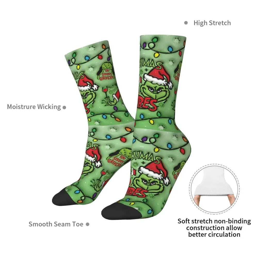 Cartoon Grinchh Xmas Socks Men's Women's Funny Happy Christmas Socks Hip Hop Spring Summer Autumn Winter Socks Gift