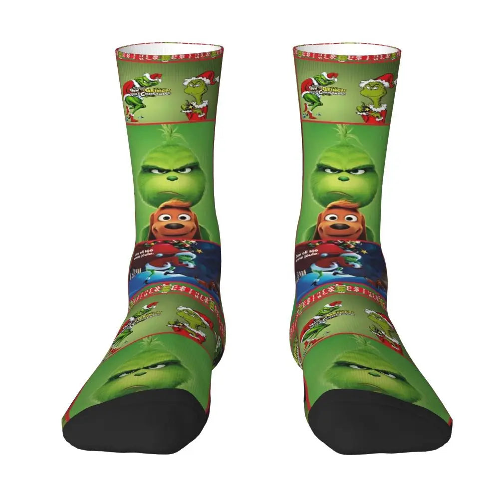 Cartoon Grinchh Xmas Socks Men's Women's Funny Happy Christmas Socks Hip Hop Spring Summer Autumn Winter Socks Gift