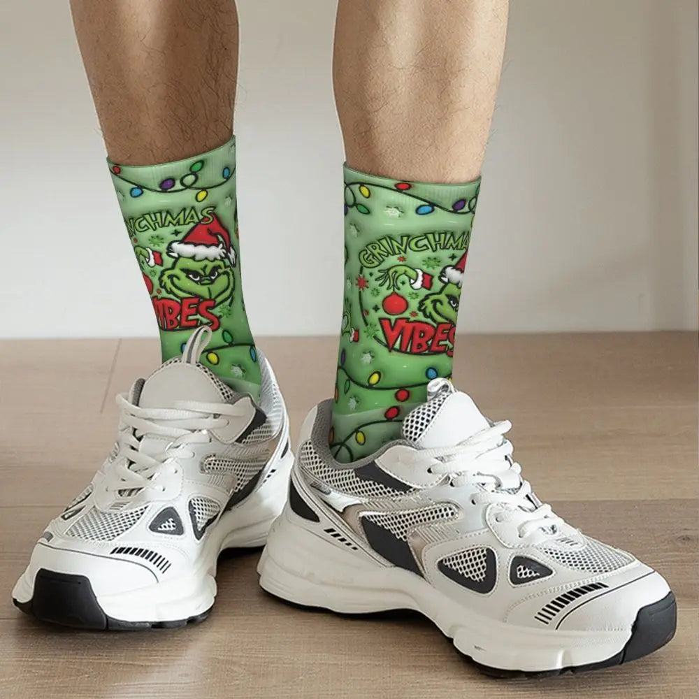 Cartoon Grinchh Xmas Socks Men's Women's Funny Happy Christmas Socks Hip Hop Spring Summer Autumn Winter Socks Gift