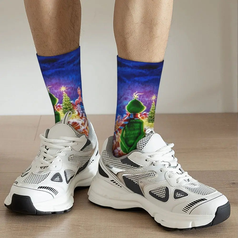 Cartoon Grinchh Xmas Socks Men's Women's Funny Happy Christmas Socks Hip Hop Spring Summer Autumn Winter Socks Gift