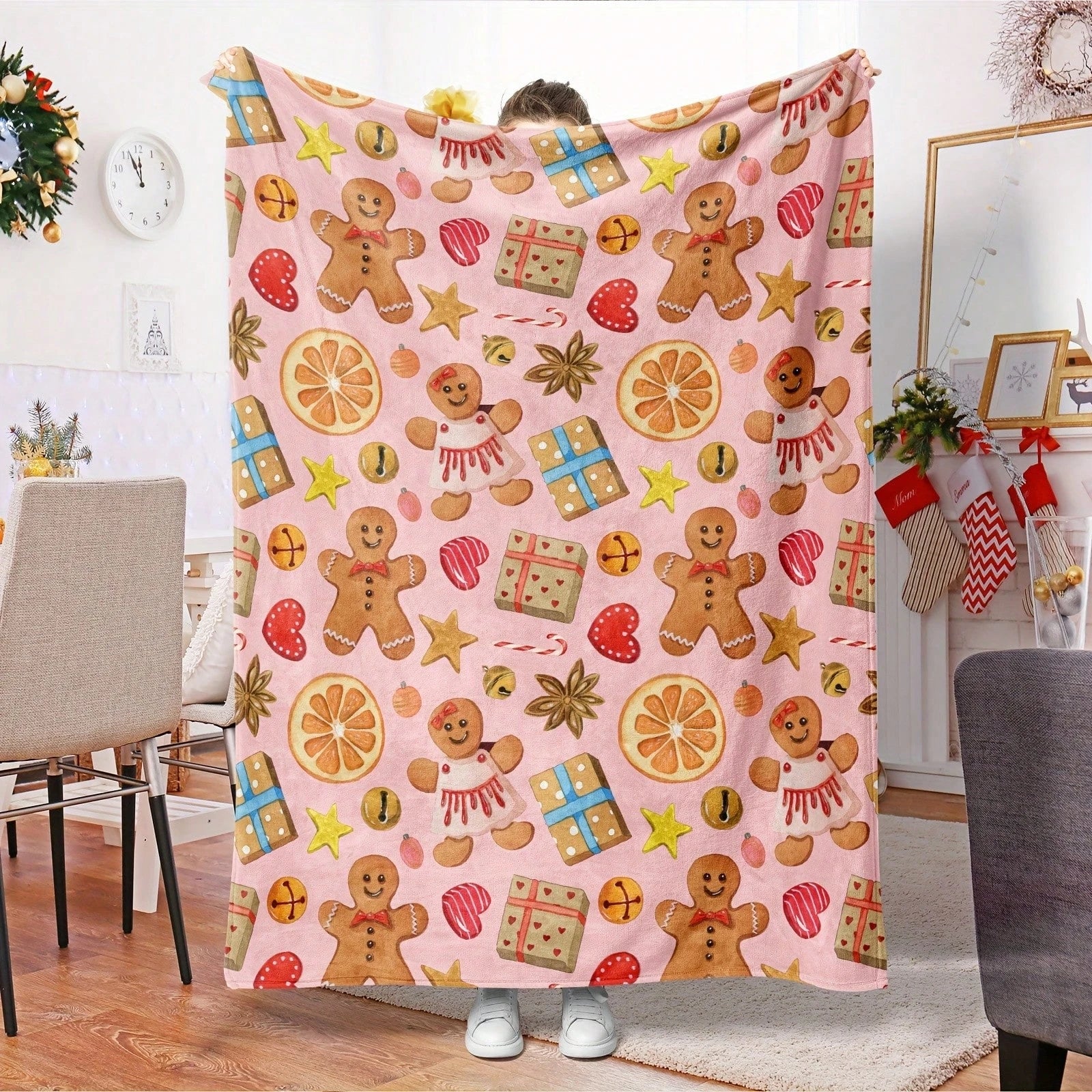 Christmas cartoon theme blanket super soft flannel printed blanket birthday gift family wedding Christmas commemorative blanket