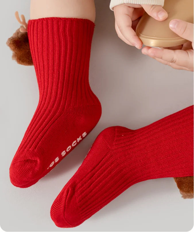 Christmas Baby Boys Girls Socks Autumn Winter Toddler Anti-slip Children Floor Socks Kids Red Festive Christmas Santa Claus Sock