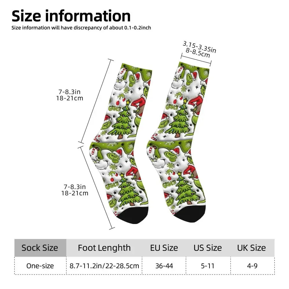 Cartoon Grinchh Xmas Socks Men's Women's Funny Happy Christmas Socks Hip Hop Spring Summer Autumn Winter Socks Gift