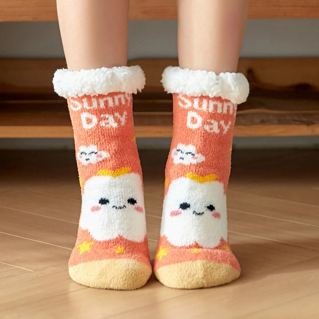 Christmas Fuzzy Slipper Socks Womens Floor Sock Soft Female Shoes Home Indoor Christmas gifts Silicone Non-slip Slipper Socks