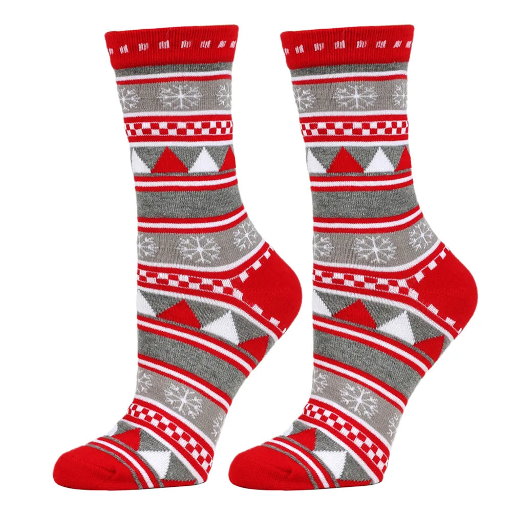 Christmas Mid-Calf Socks for Men Women Santa Claus Autumn Winter Gingerbread Man Cotton Elastic Gift Party Calf-Length Socks