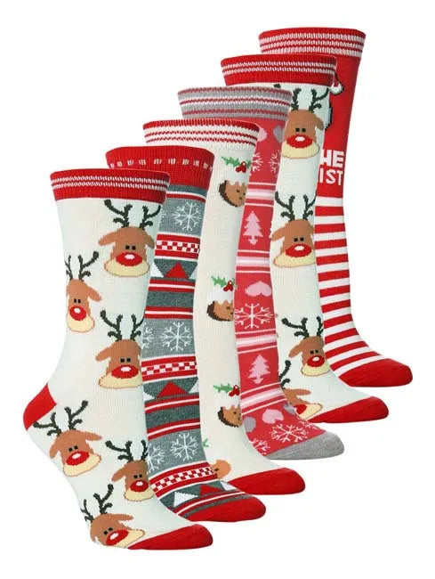 Christmas Mid-Calf Socks for Men Women Santa Claus Autumn Winter Gingerbread Man Cotton Elastic Gift Party Calf-Length Socks