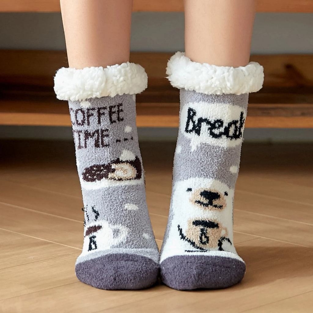 Christmas Fuzzy Slipper Socks Womens Floor Sock Soft Female Shoes Home Indoor Christmas gifts Silicone Non-slip Slipper Socks