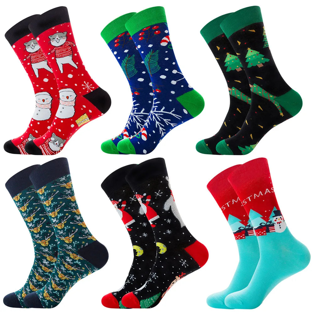 Christmas socks for men cotton winter warm sock unisex new year cartoon elk socks male Santa Claus sox dropshipping