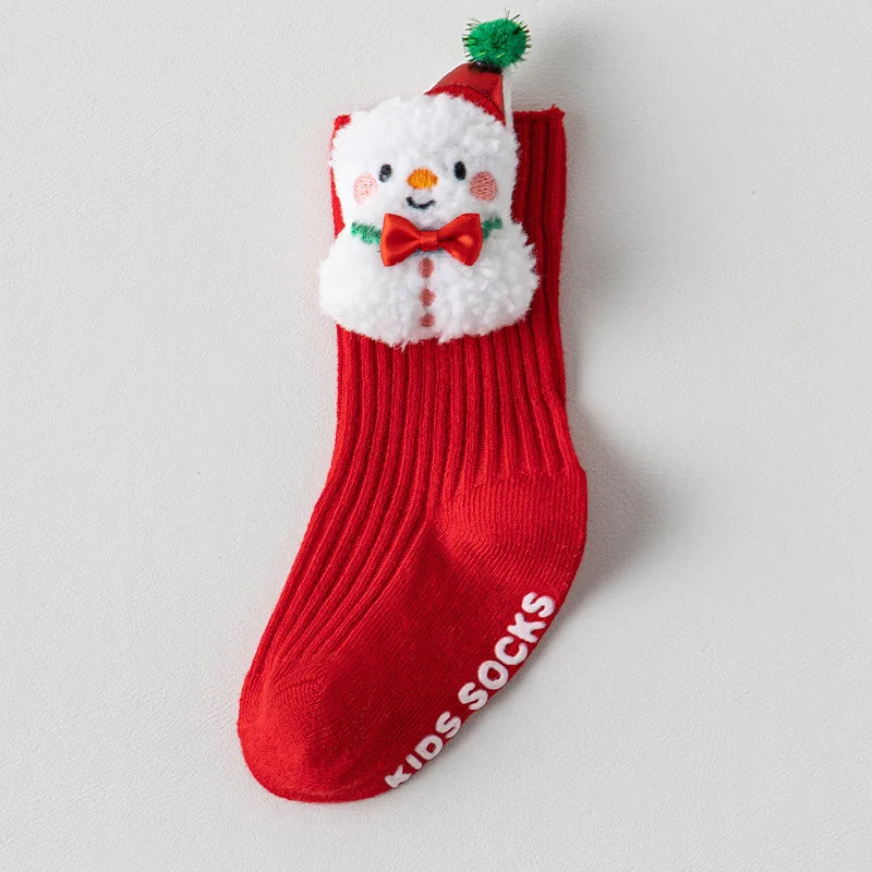 Christmas Baby Boys Girls Socks Autumn Winter Toddler Anti-slip Children Floor Socks Kids Red Festive Christmas Santa Claus Sock