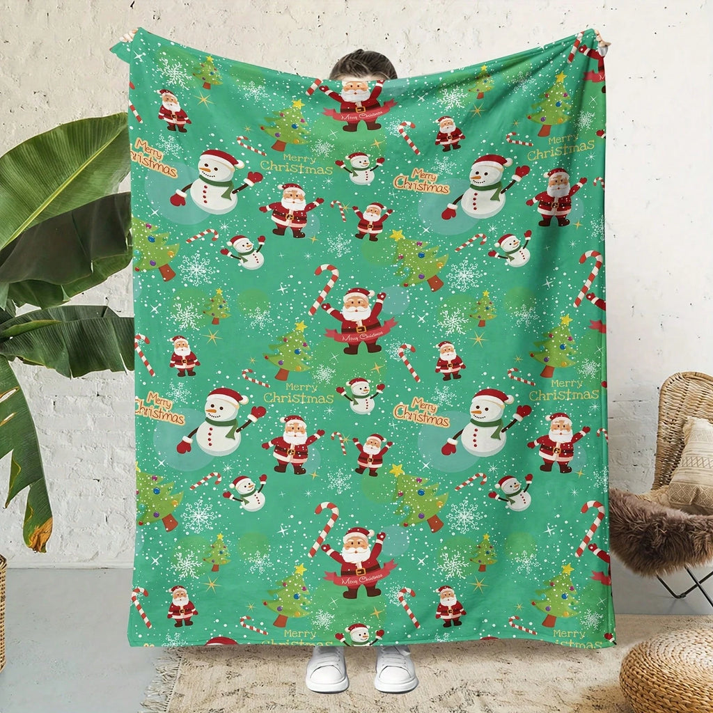 Christmas cartoon theme blanket super soft flannel printed blanket birthday gift family wedding Christmas commemorative blanket