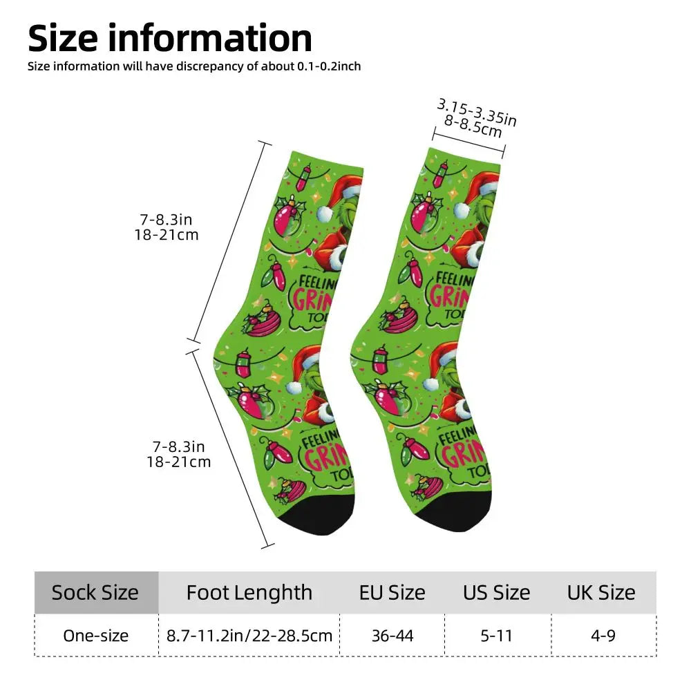Cartoon Grinchh Xmas Socks Men's Women's Funny Happy Christmas Socks Hip Hop Spring Summer Autumn Winter Socks Gift