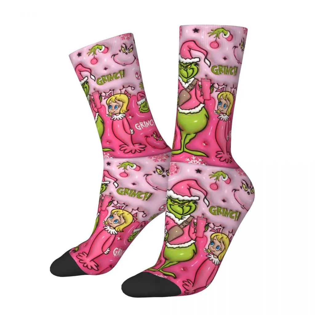 Cartoon Grinchh Xmas Socks Men's Women's Funny Happy Christmas Socks Hip Hop Spring Summer Autumn Winter Socks Gift