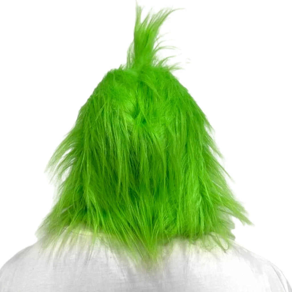 Latex Grinch Mask Christmas New Green Monster Mask Cartoon Costume Christmas Internet Celebrity Green Long Hair Grinch Mask Hat