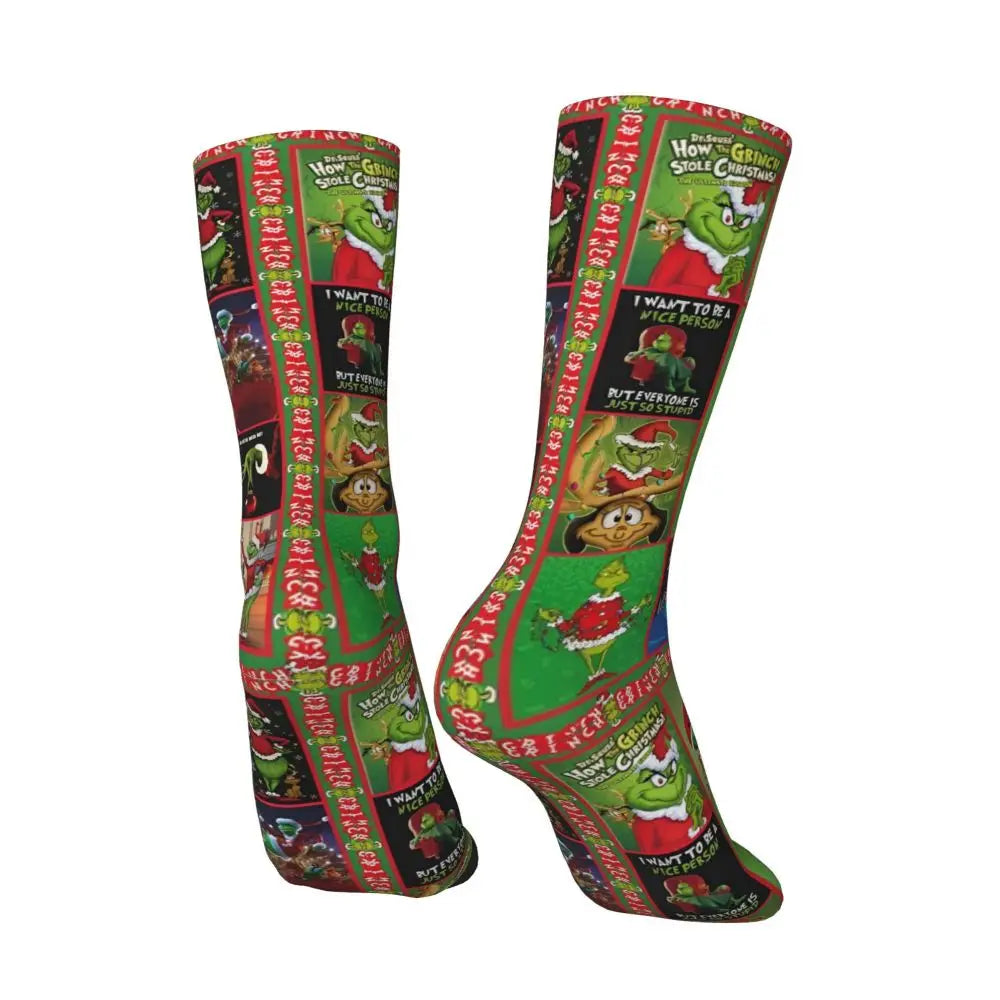 Cartoon Grinchh Xmas Socks Men's Women's Funny Happy Christmas Socks Hip Hop Spring Summer Autumn Winter Socks Gift