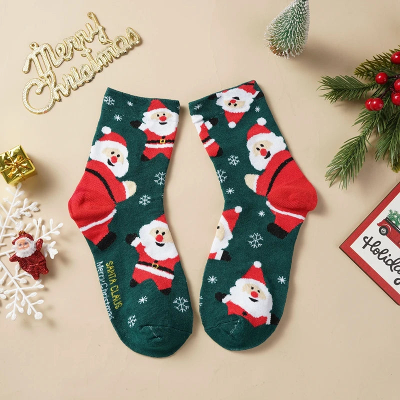 Christmas Socks Cotton Comfortable Fashoin Breathable Middle Tube Sock Casual Funny Warm Gift Hosiery