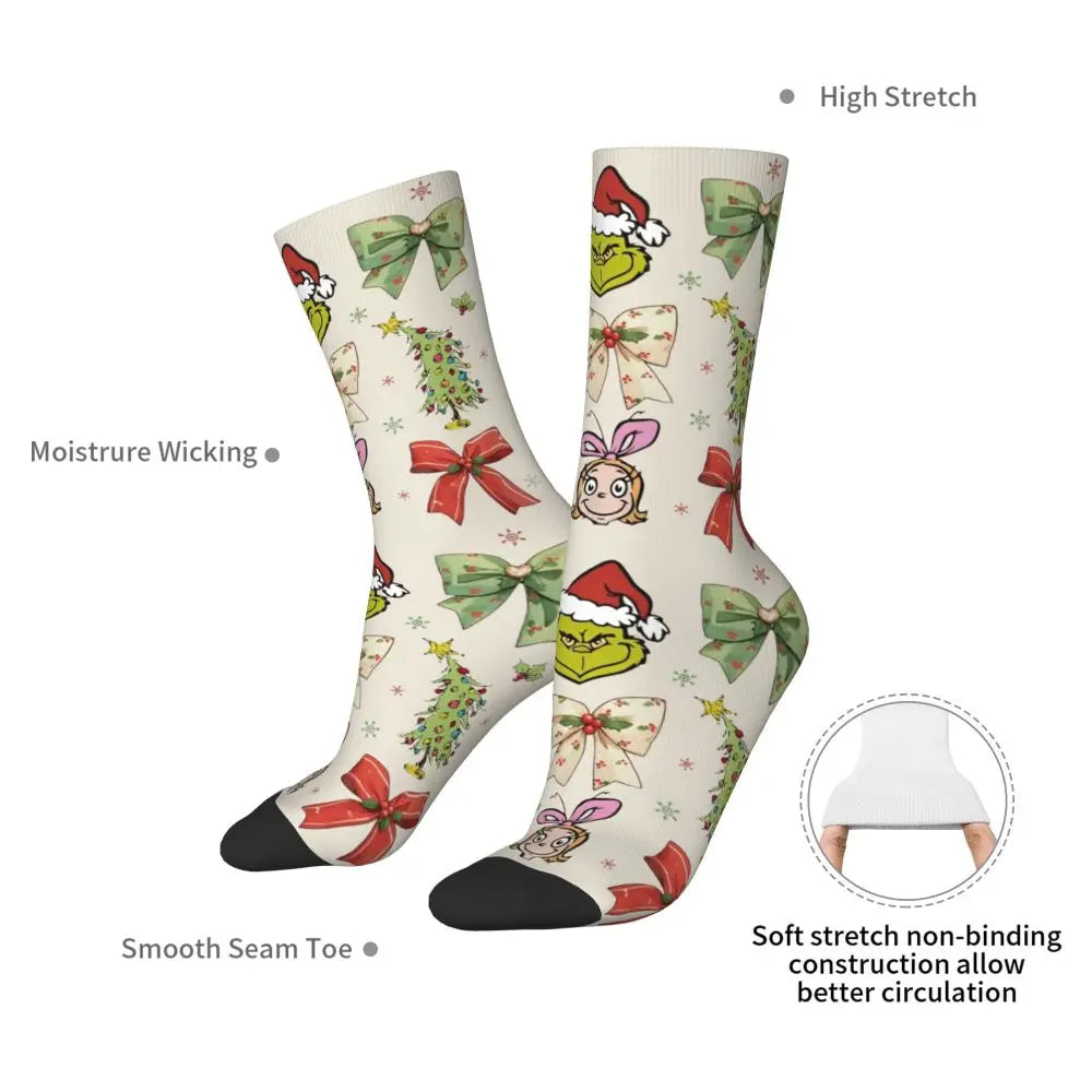 Cartoon Grinchh Xmas Socks Men's Women's Funny Happy Christmas Socks Hip Hop Spring Summer Autumn Winter Socks Gift