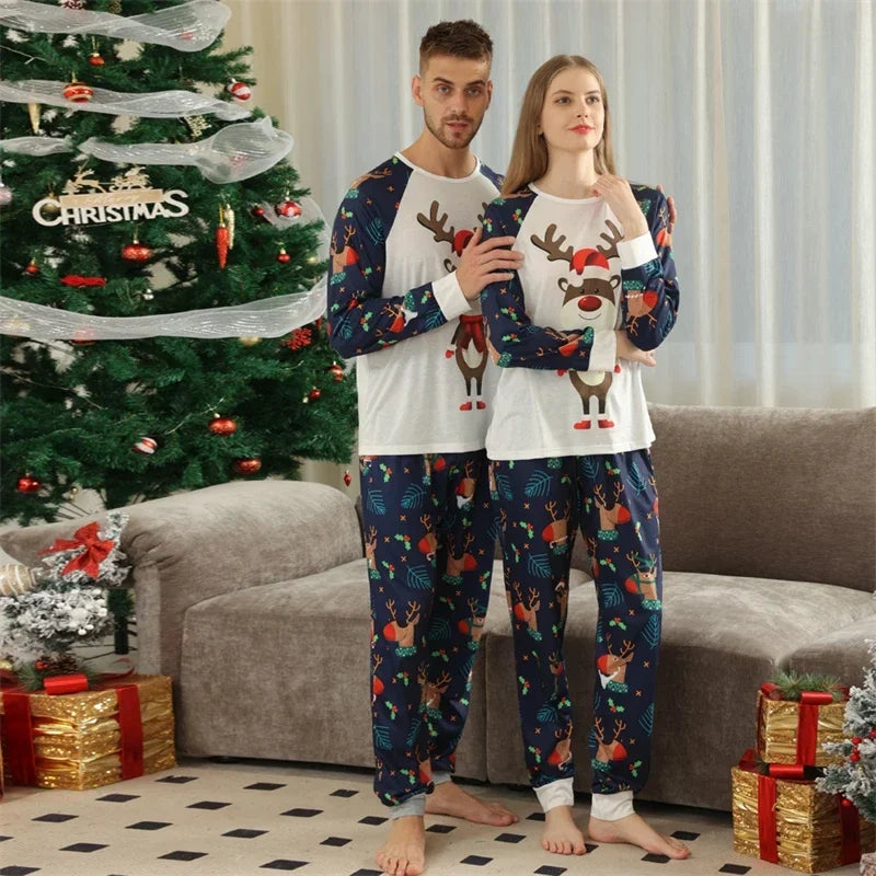 Family Matching Pajamas Set Winter Casual Loose Cartoon Printed Sleepwear Christmas Pajamas Family Look