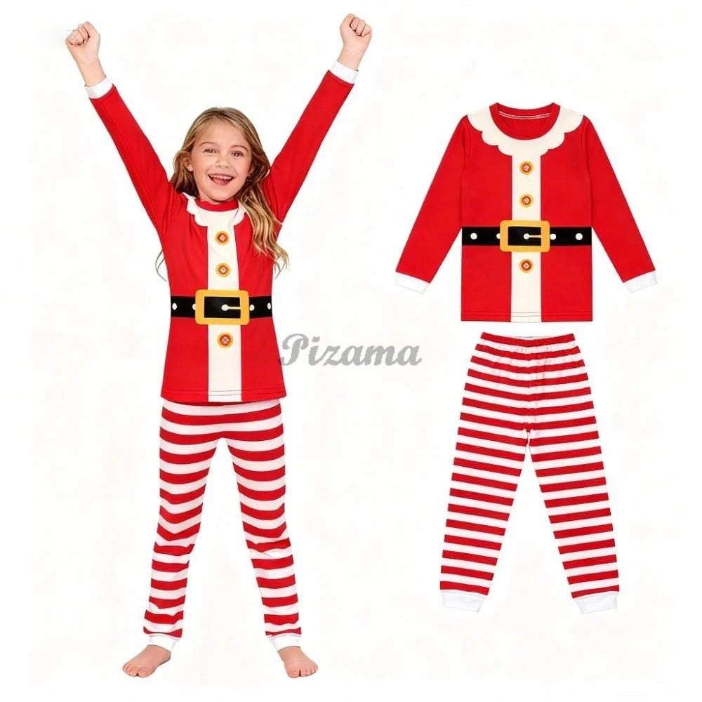 Kids Christmas Pajamas Sets Children's Santa Claus Striped Boys Pyjamas Girls Pijamas Nightwear Homewear Baby Christmas Pyjamas