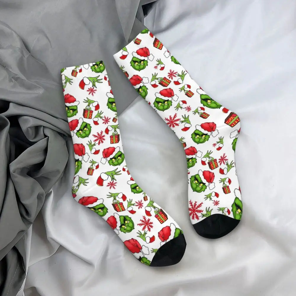 Cartoon Grinchh Xmas Socks Men's Women's Funny Happy Christmas Socks Hip Hop Spring Summer Autumn Winter Socks Gift