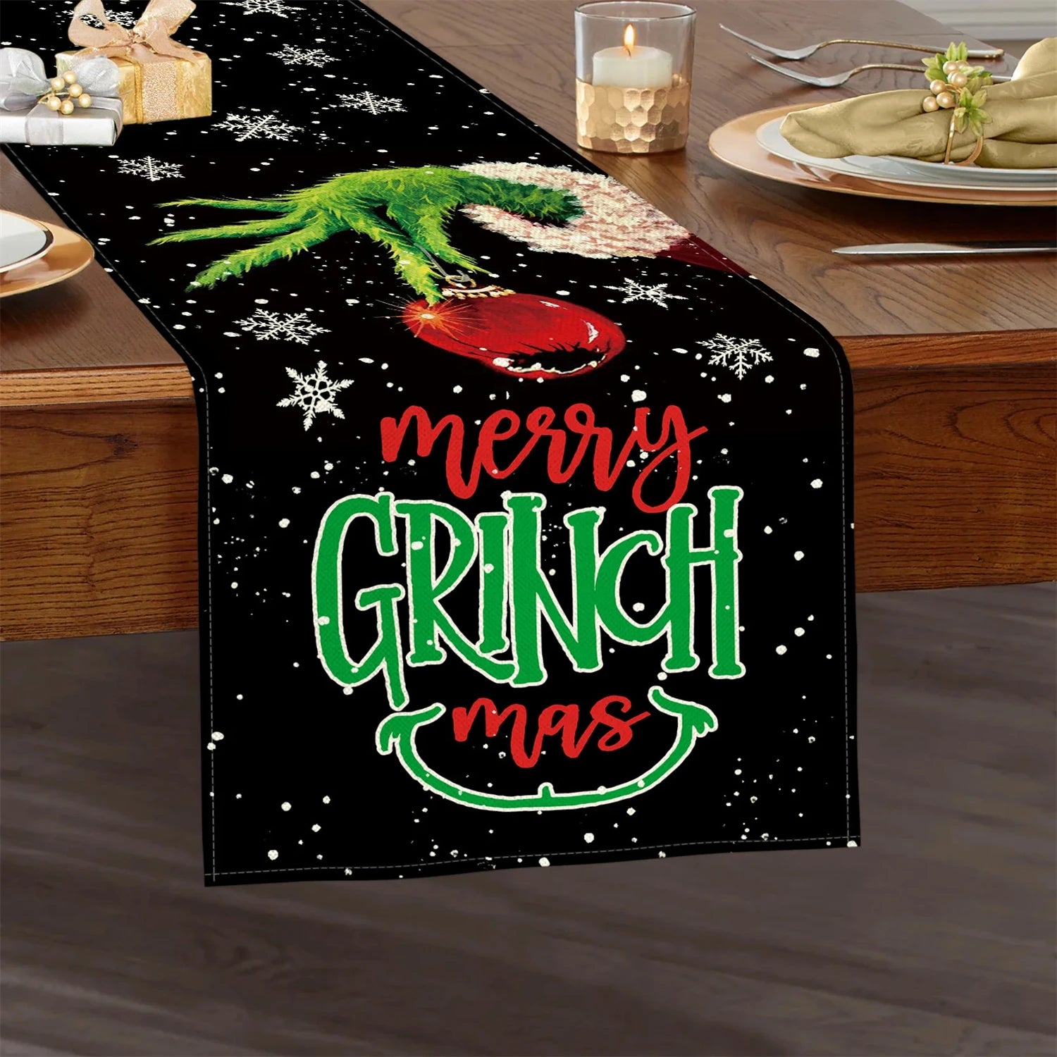 Grinch Table Runner, Christmas Table Runner, Grinchmas Tablecloth, New Year's, Winter, Christmas Decorations, Home Party