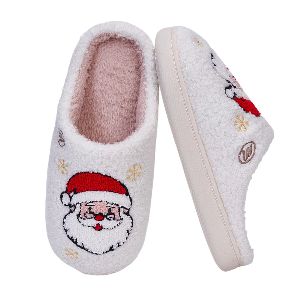 Christmas Women Slippers Cute Dachshund Santa Claus Winter Warm Slides Couple House Shoes Bedroom Anti Slip Flat Sole Slippers