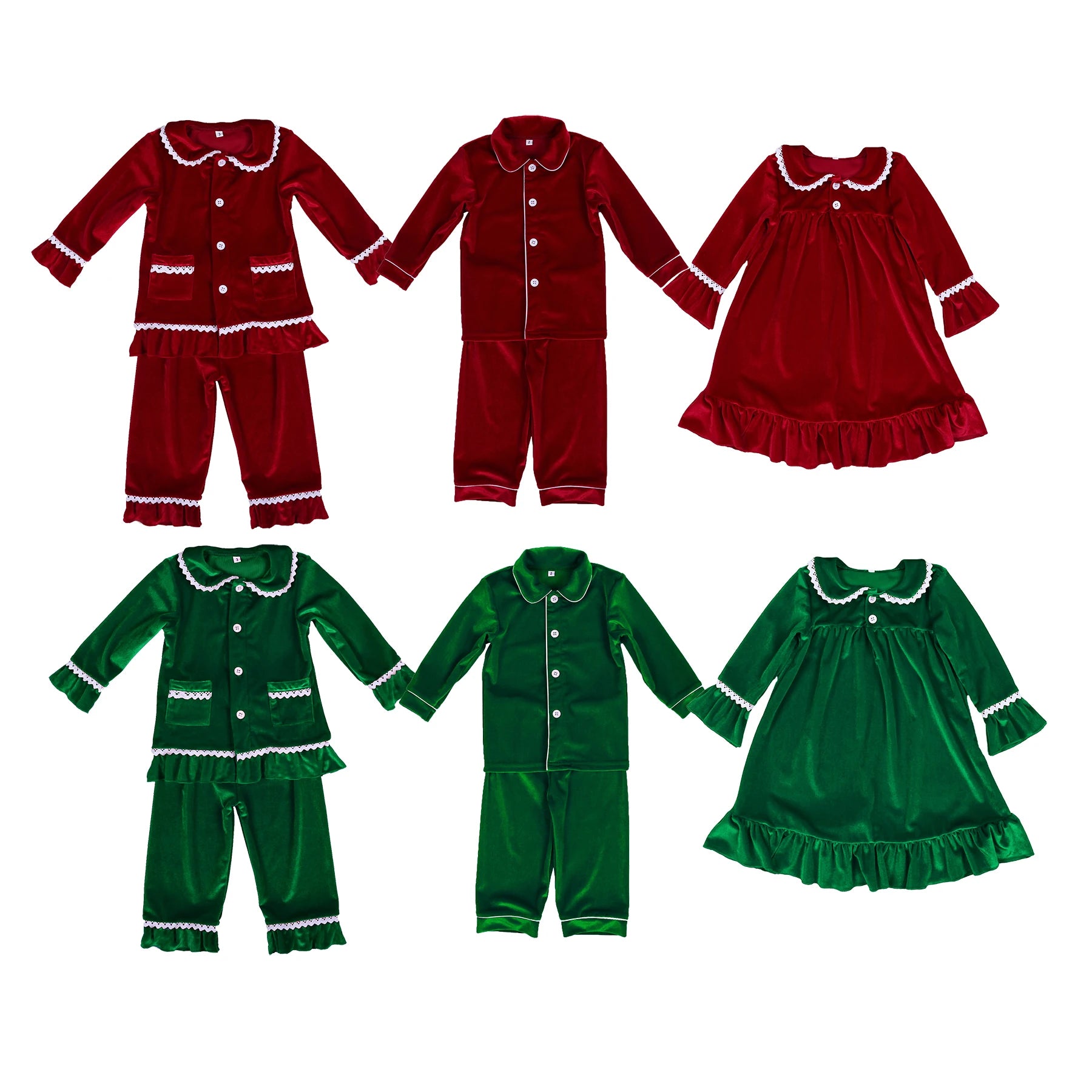 Christmas Pyjama Kids Matching Family mother kids Women Pajamas Sets Red Green Velvet Luxury Designer Boys Clothes Girls PJS