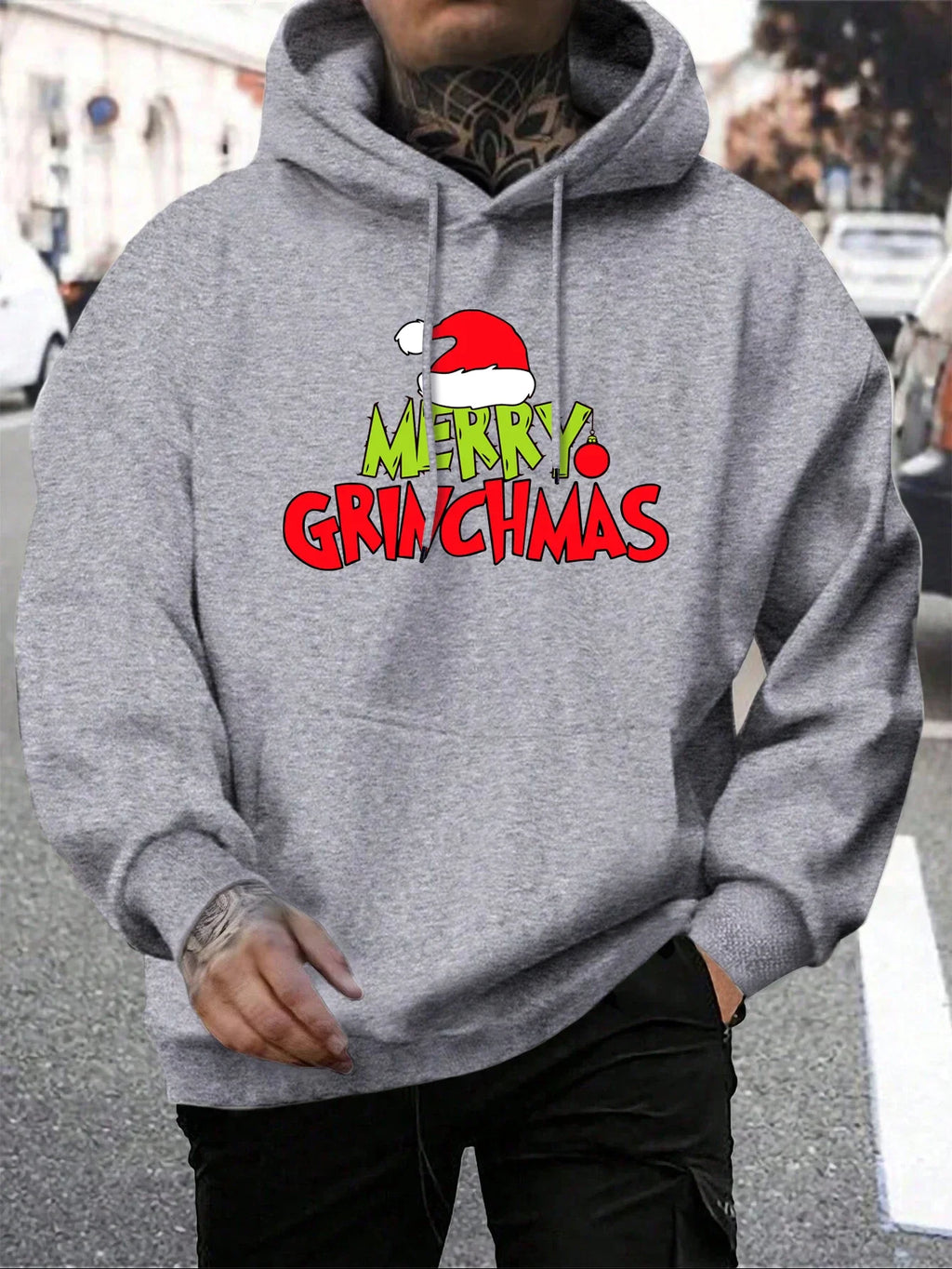 Men's Grinch Pattern Hoodie, Autumn/Winter Warm and Comfortable Sweatshirt, Casual and Stylish Men's Clothing Pullover Sweatshir