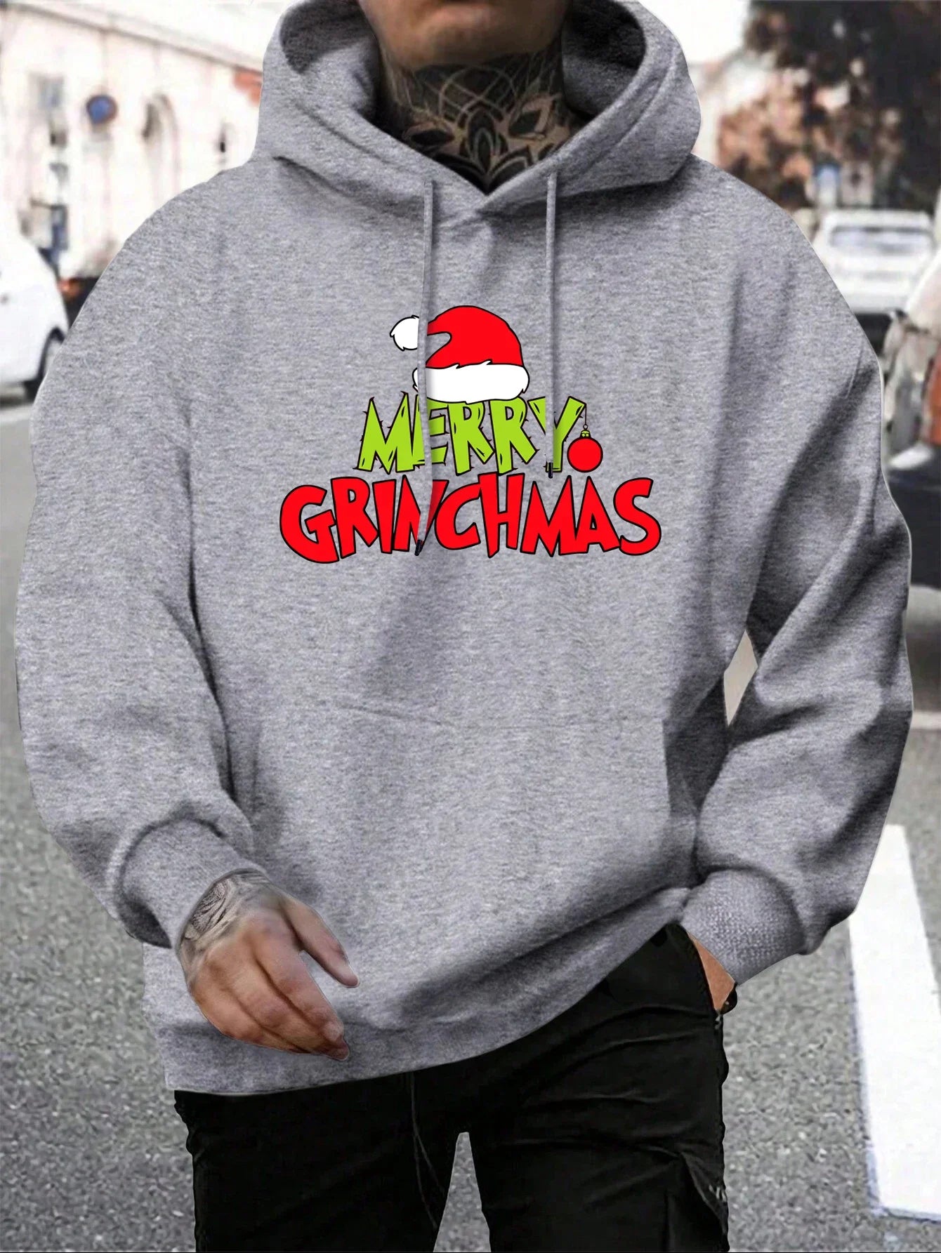 Men's Grinch Pattern Hoodie, Autumn/Winter Warm and Comfortable Sweatshirt, Casual and Stylish Men's Clothing Pullover Sweatshir