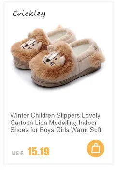 Santa Christmas Children Slippers Winter Cartoon Non Slip Boys Girls Slippers Plush Warm Soft Bottom Kids Mum Home Shoes