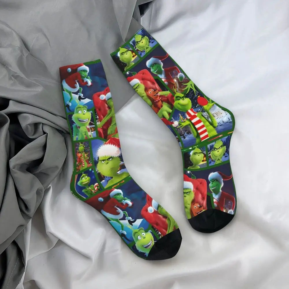 Cartoon Grinchh Xmas Socks Men's Women's Funny Happy Christmas Socks Hip Hop Spring Summer Autumn Winter Socks Gift