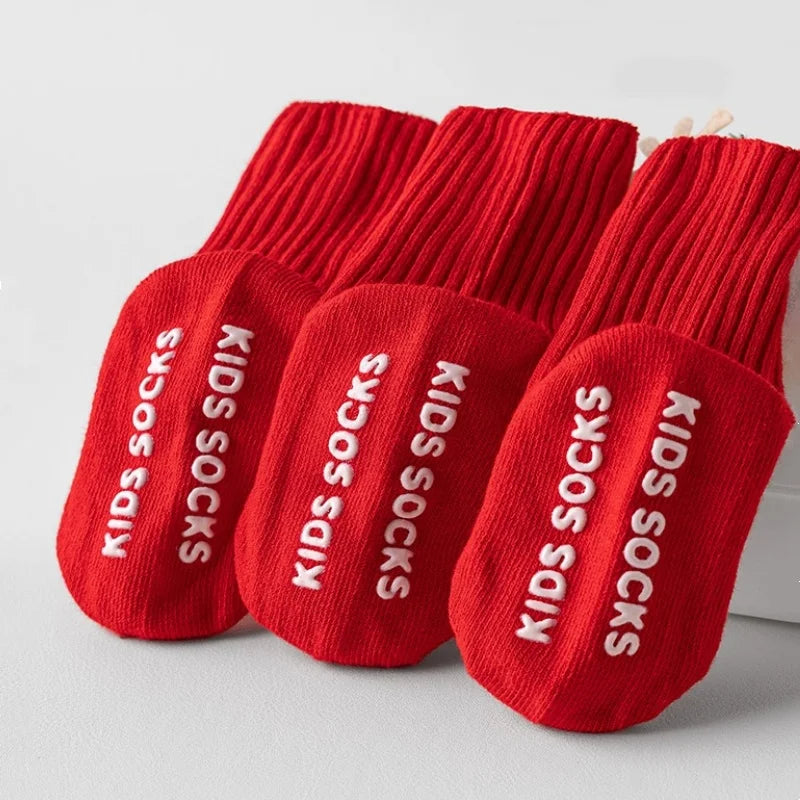 Christmas Baby Boys Girls Socks Autumn Winter Toddler Anti-slip Children Floor Socks Kids Red Festive Christmas Santa Claus Sock