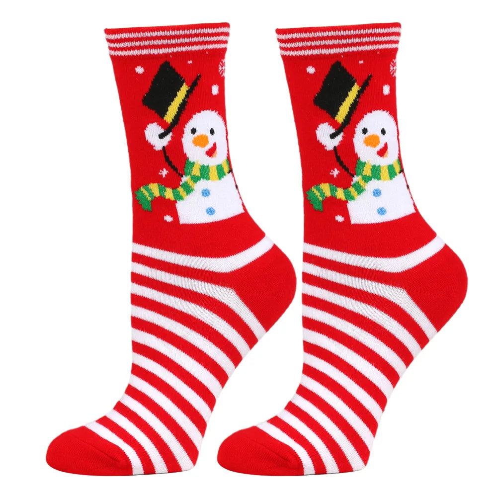 Christmas Mid-Calf Socks for Men Women Santa Claus Autumn Winter Gingerbread Man Cotton Elastic Gift Party Calf-Length Socks