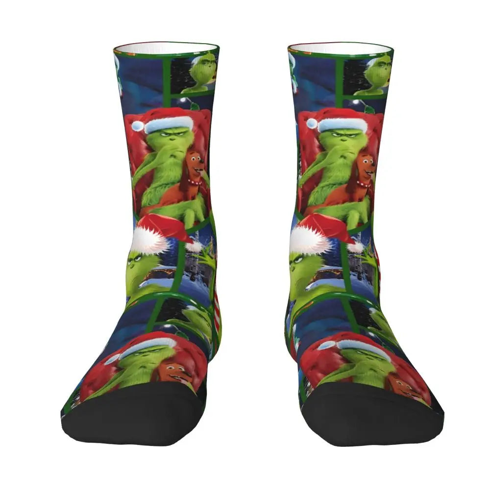 Cartoon Grinchh Xmas Socks Men's Women's Funny Happy Christmas Socks Hip Hop Spring Summer Autumn Winter Socks Gift