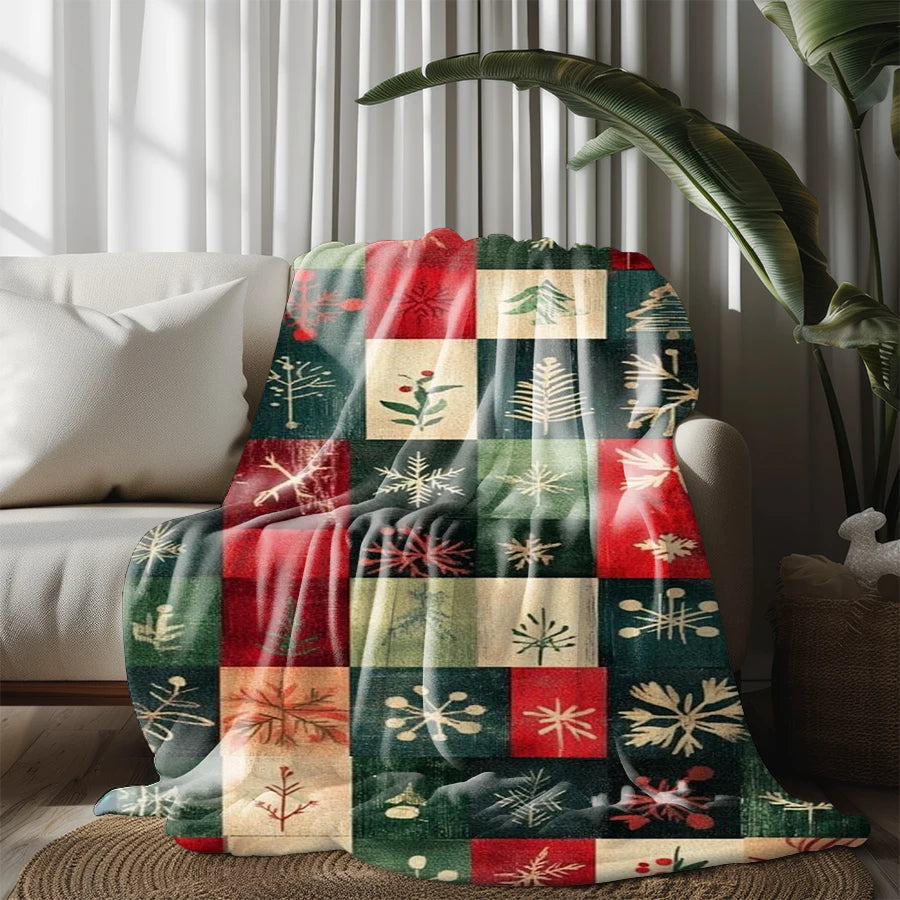 Christmas-Patterned Blanket Microfiber Flannel Cover Blanket Bedroom Living Room Sofa Soft And Comfortable Home Decoration