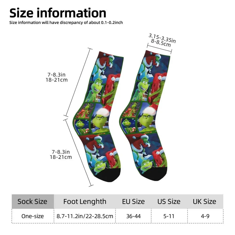 Cartoon Grinchh Xmas Socks Men's Women's Funny Happy Christmas Socks Hip Hop Spring Summer Autumn Winter Socks Gift