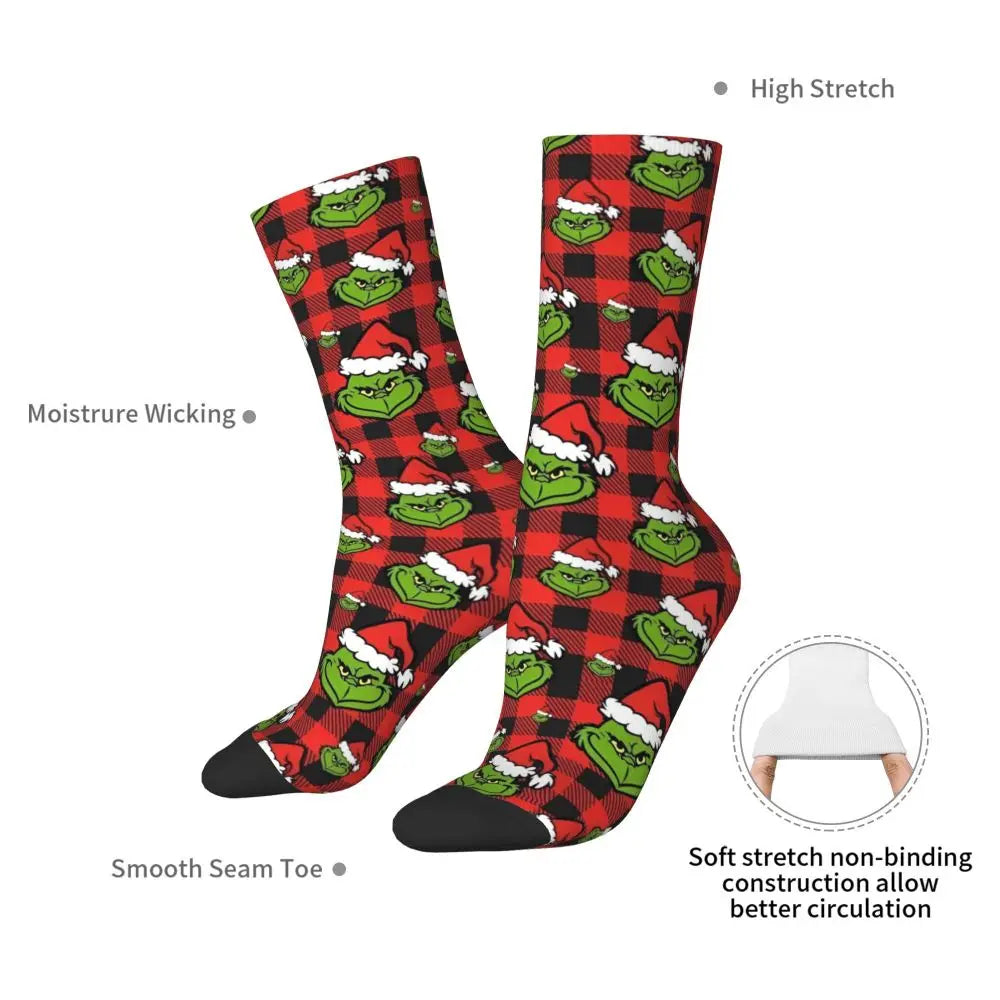 Cartoon Grinchh Xmas Socks Men's Women's Funny Happy Christmas Socks Hip Hop Spring Summer Autumn Winter Socks Gift