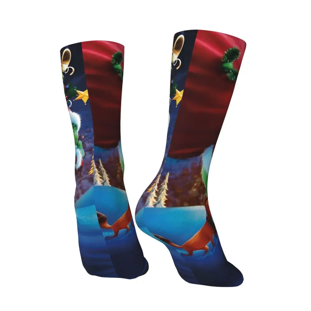 Cartoon Grinchh Xmas Socks Men's Women's Funny Happy Christmas Socks Hip Hop Spring Summer Autumn Winter Socks Gift