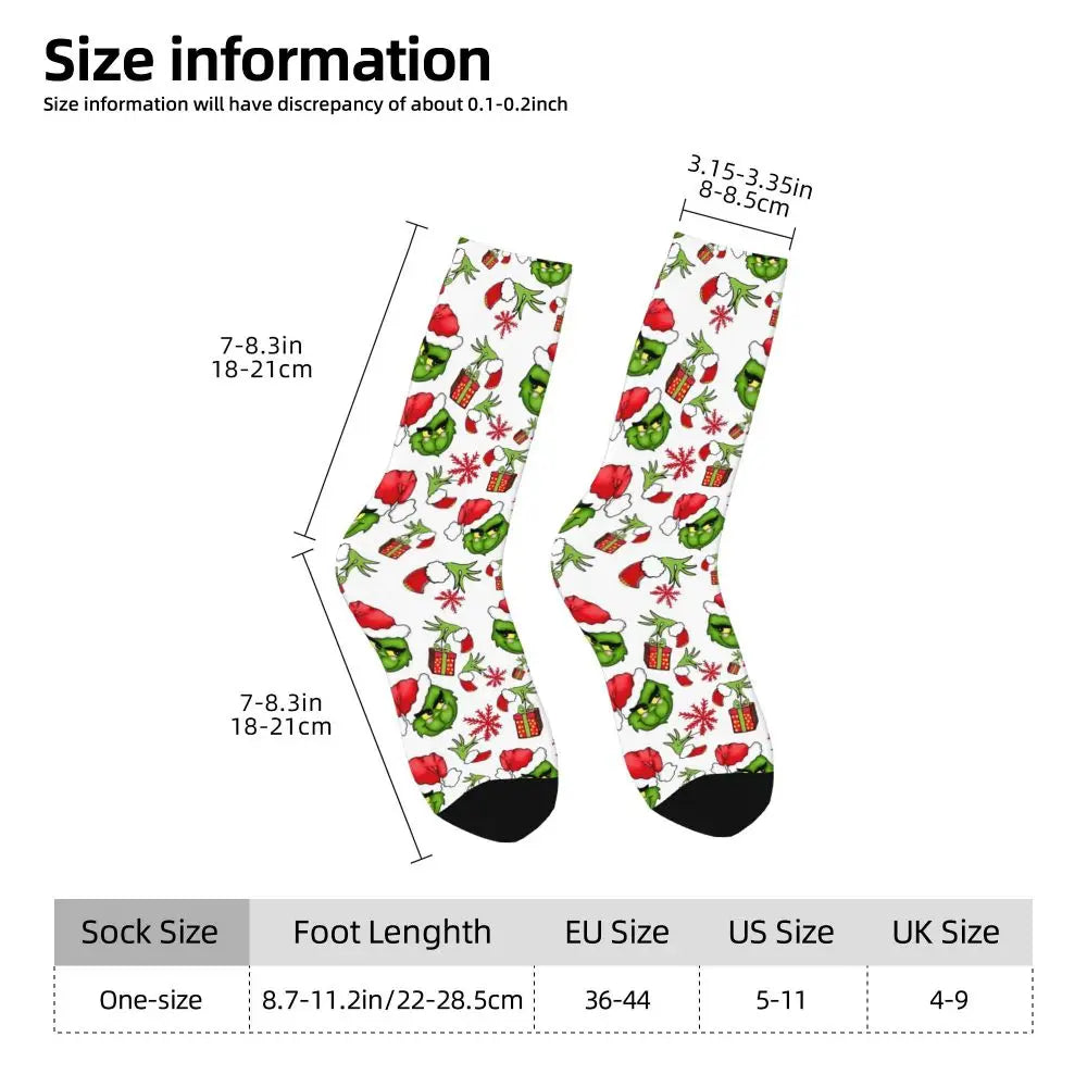 Cartoon Grinchh Xmas Socks Men's Women's Funny Happy Christmas Socks Hip Hop Spring Summer Autumn Winter Socks Gift