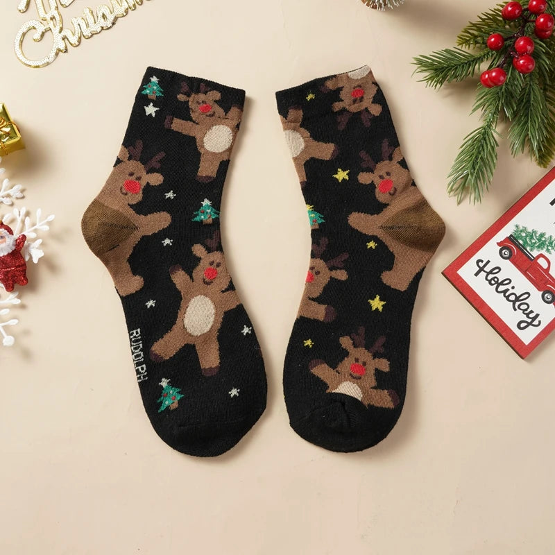 Christmas Socks Cotton Comfortable Fashoin Breathable Middle Tube Sock Casual Funny Warm Gift Hosiery
