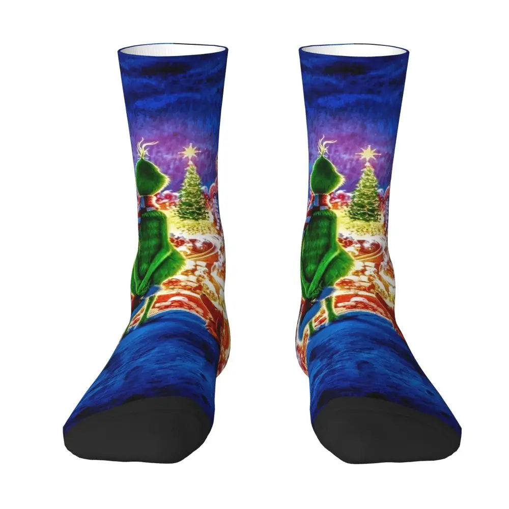 Cartoon Grinchh Xmas Socks Men's Women's Funny Happy Christmas Socks Hip Hop Spring Summer Autumn Winter Socks Gift