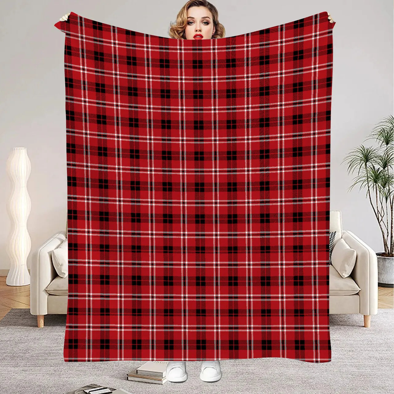 Christmas Red Blanket Featuring Santa Claus Design - Festive and Comfortable Home Decor