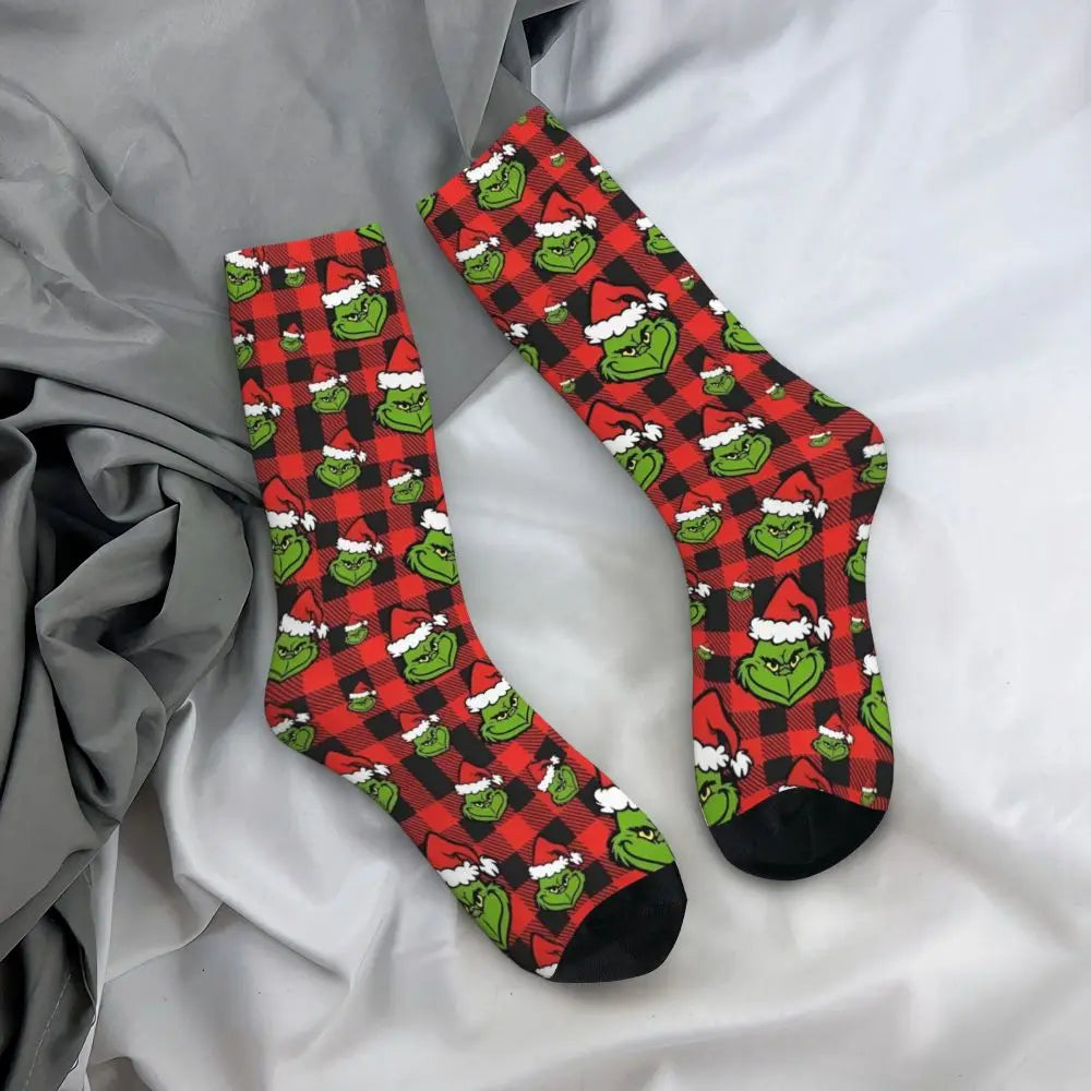 Cartoon Grinchh Xmas Socks Men's Women's Funny Happy Christmas Socks Hip Hop Spring Summer Autumn Winter Socks Gift