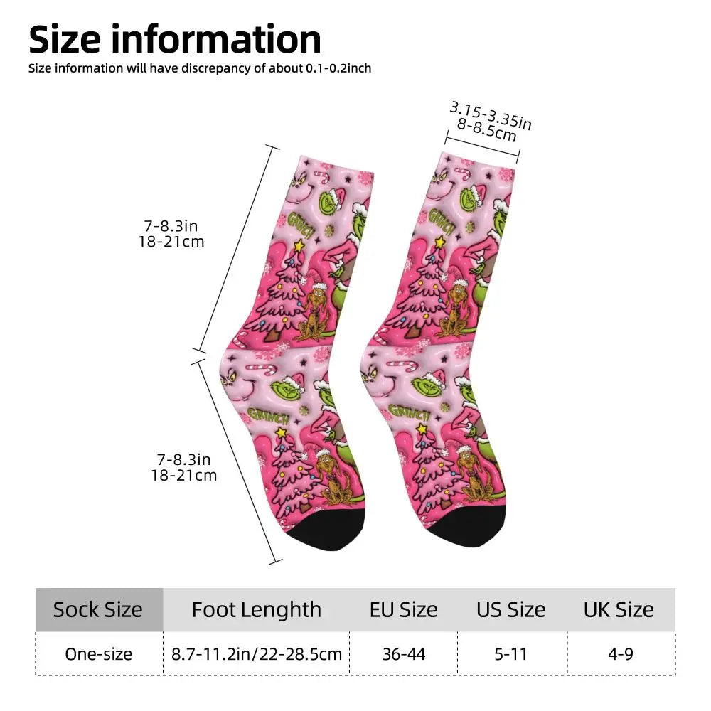 Cartoon Grinchh Xmas Socks Men's Women's Funny Happy Christmas Socks Hip Hop Spring Summer Autumn Winter Socks Gift