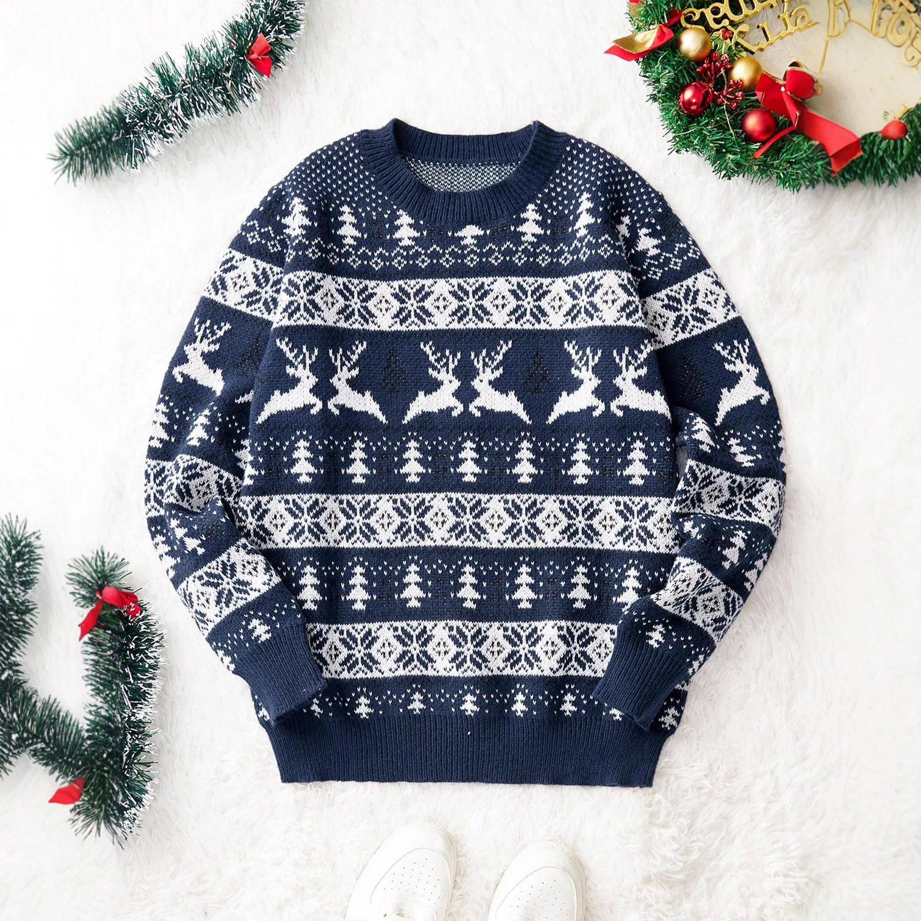 2025 Christmas Sweater Men Xmas Novelty Print Knitwear Funny Holiday Party Cosplay Pullover Jumper for Halloween Mens Clothes