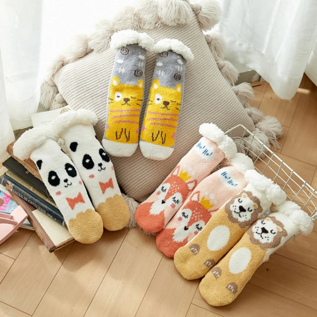 Christmas Fuzzy Slipper Socks Womens Floor Sock Soft Female Shoes Home Indoor Christmas gifts Silicone Non-slip Slipper Socks