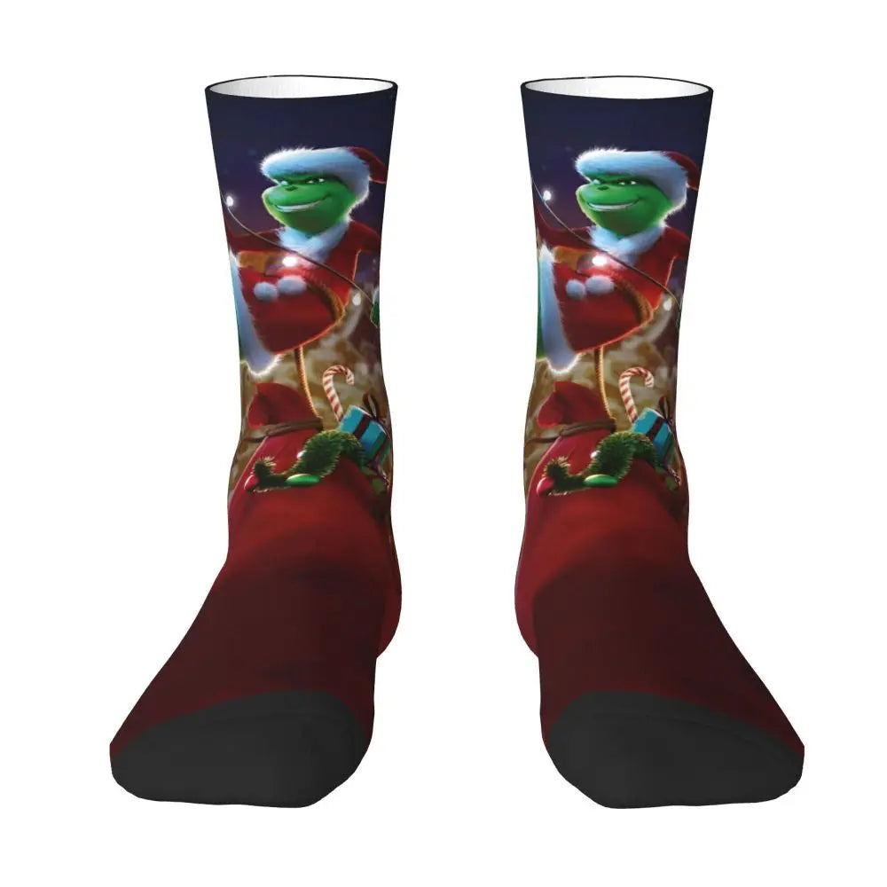 Cartoon Grinchh Xmas Socks Men's Women's Funny Happy Christmas Socks Hip Hop Spring Summer Autumn Winter Socks Gift