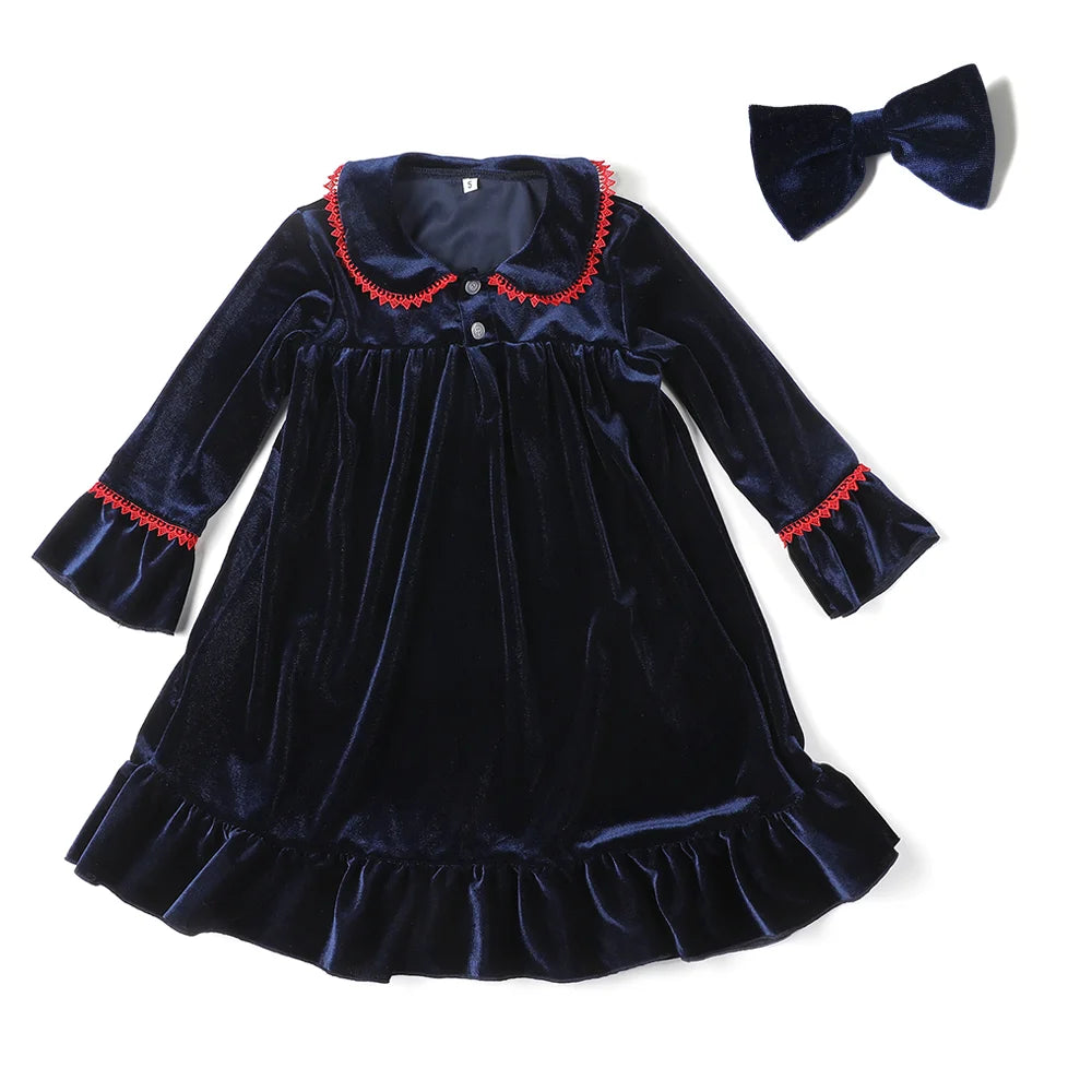 Boys girls baby eye masks bow family matching flannel pyjamas kids velvet Christmas pajamas sets