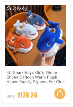 Santa Christmas Children Slippers Winter Cartoon Non Slip Boys Girls Slippers Plush Warm Soft Bottom Kids Mum Home Shoes