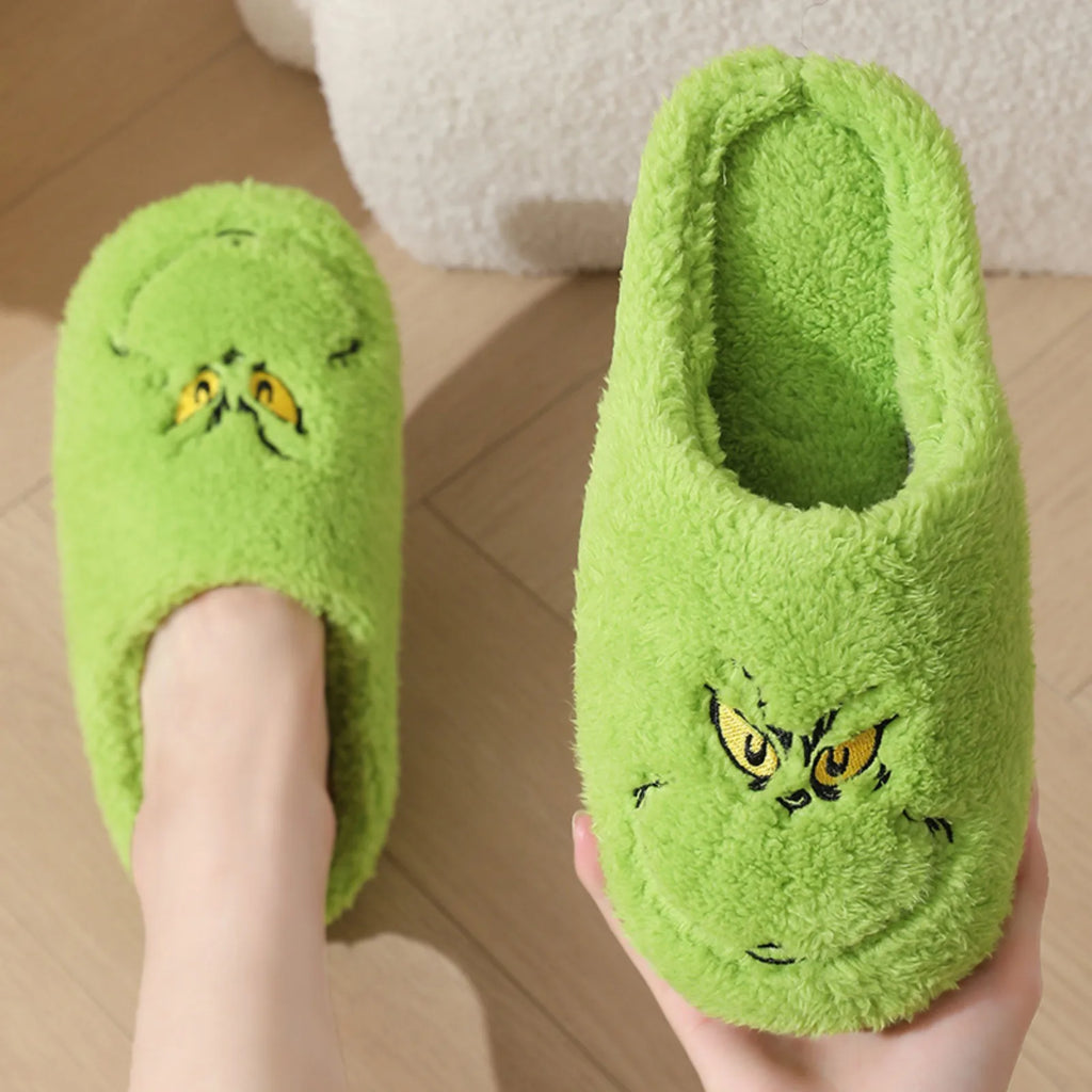 Christmas Couple Cotton Slippers - Warm Non-Slip Winter Indoor Shoes with Soft Sole for Festive Gift Giving & Home Decoraton